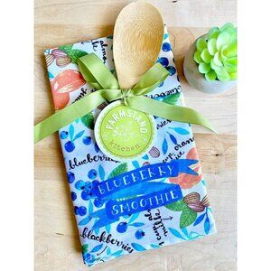 New Blueberry Smoothie Fruit Theme Wooden Spoon & Kitchen Cotton Towel Gift Set